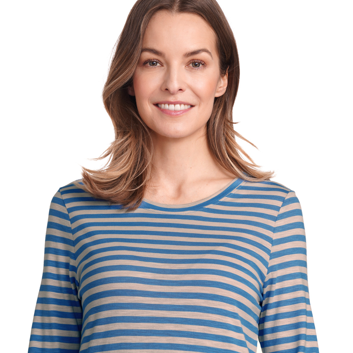 Gina Benotti Damen Langarmshirt gestreift blau / beige