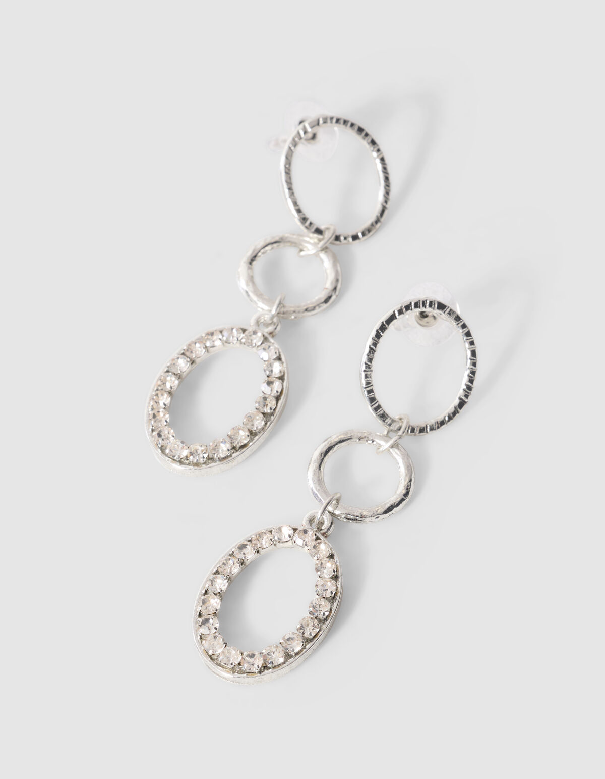 Strass Oval Oorbellen Zilver