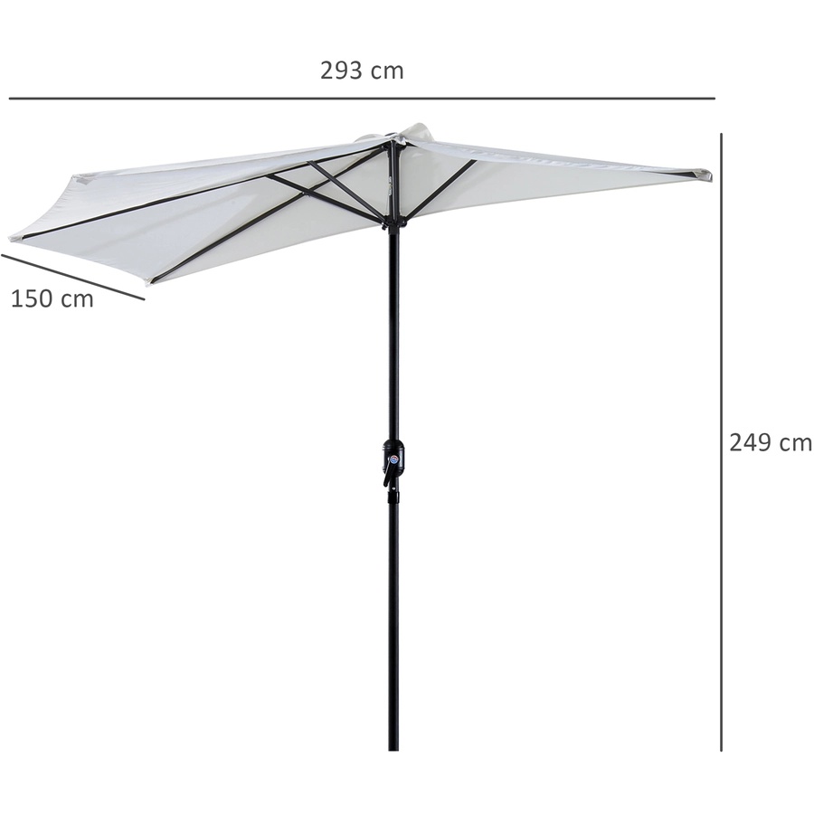 Outsunny Sonnenschirm mit Handkurbel cremeweiß