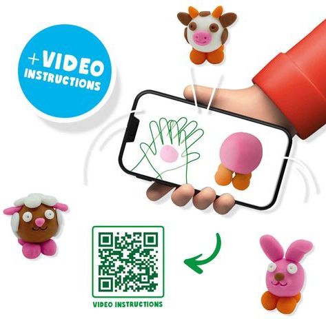 Ses - FunDo Klei - Boerderij Dieren - 3x90gr-1x40gr - Vegan