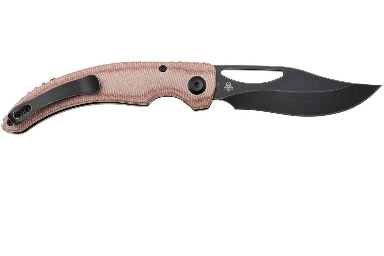 Tenable Knives Gideon T1119A2 Blackwashed Nitro-V, Brown Micarta, zakmes, Dead Sober design