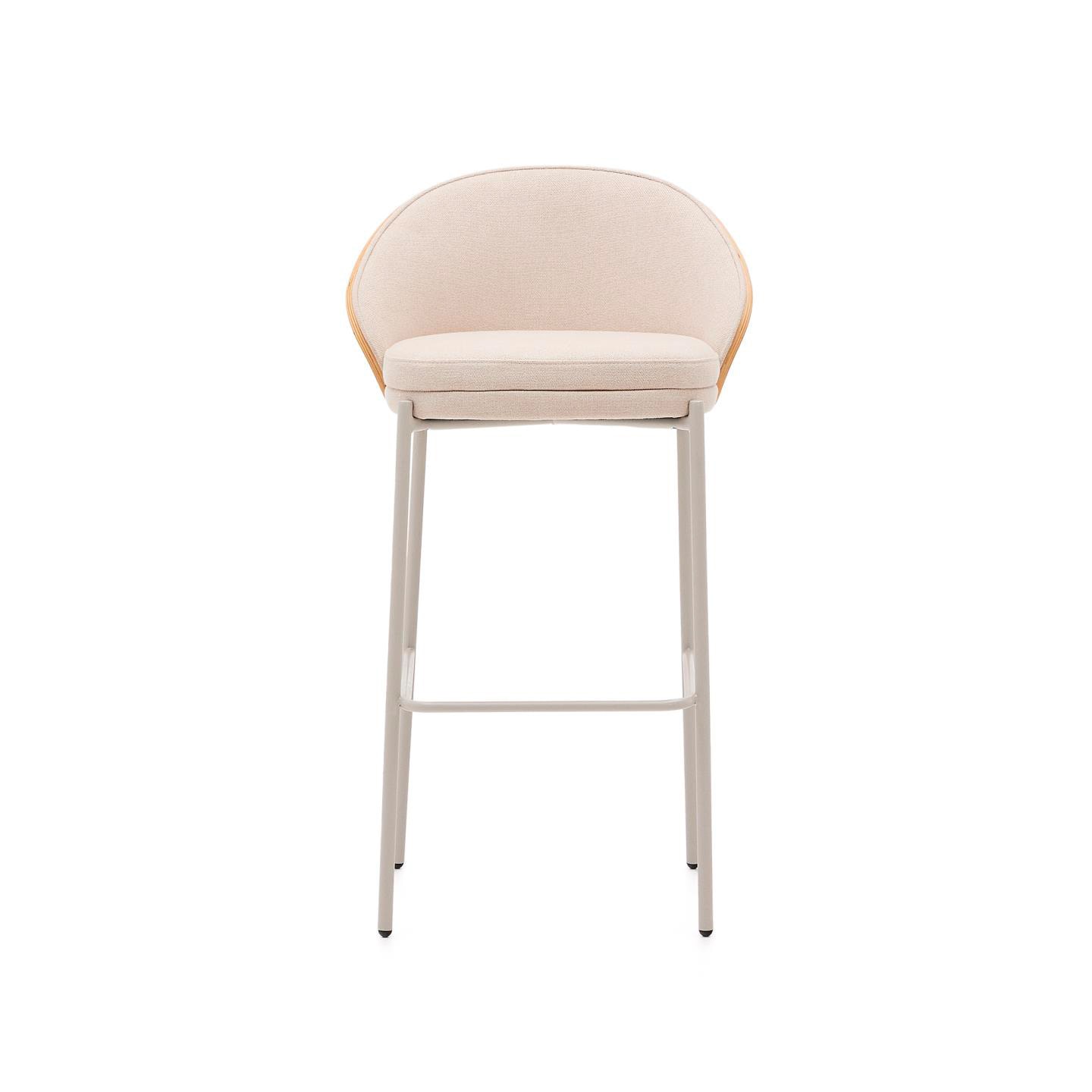 Kave Home Barhocker EAMY Chenille-Bezug beige/Metall beige