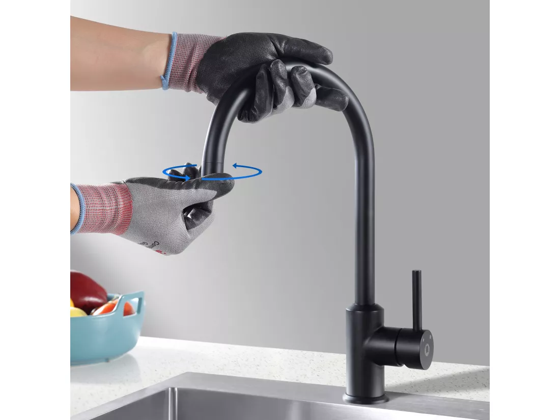 Cecipa max 2 en 1 Evier 1 bac 50*45*18.5cm Noir gris + Robinet de Cuisine Noir