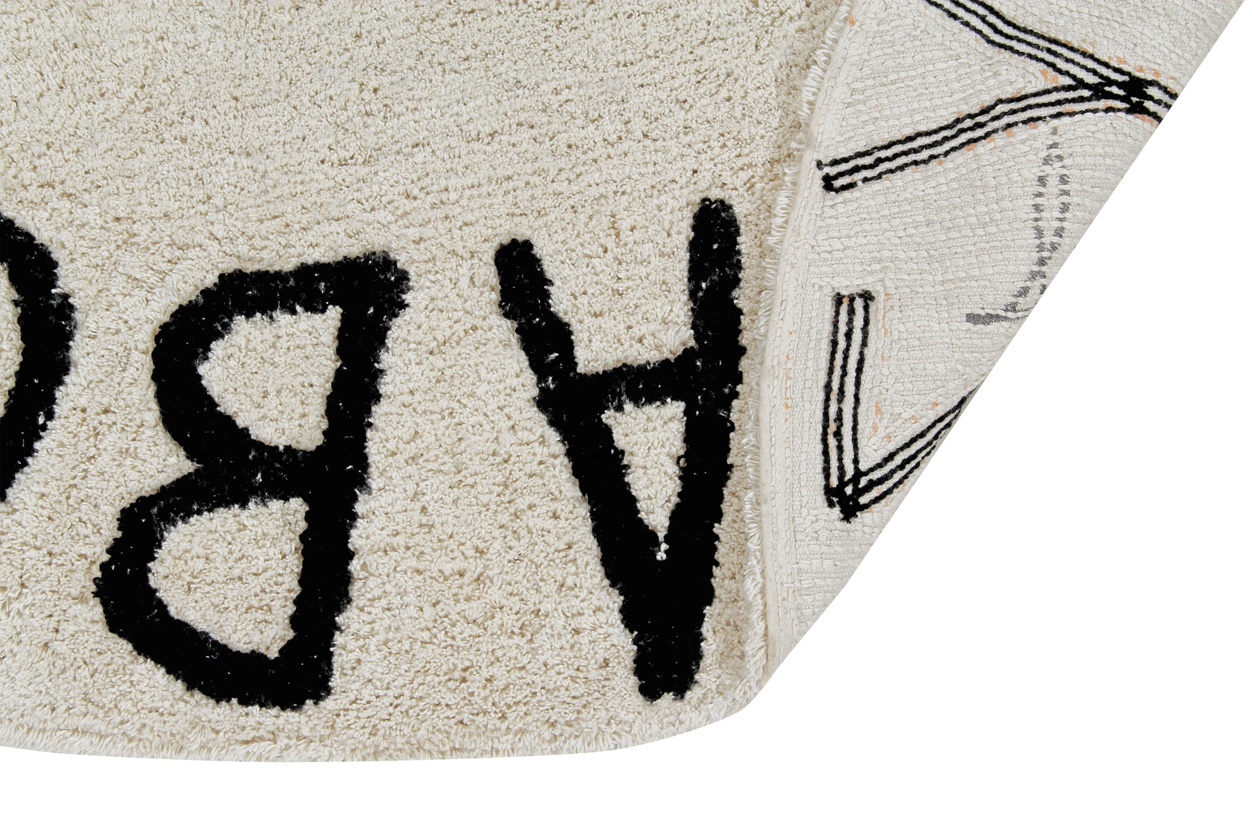ABC - Tapis rond lavable en coton | Beige