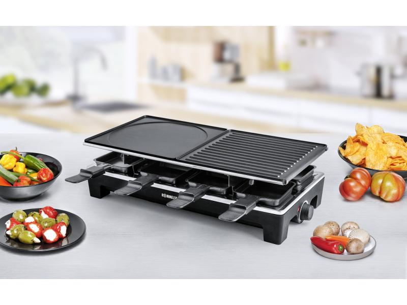 Rommelsbacher Racletteofen RCS 1350 8 Personen Raclette Grill mit zwei Wendegrillplatten