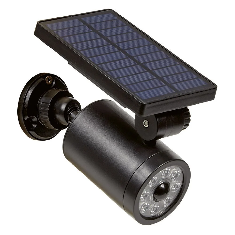 Lampe solaire caméra factice noir