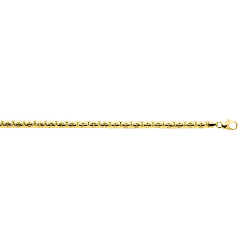 Bracelet Femme 18 cm - Maille Haricot - Or 18 Carats - Largeur 4.5 mm