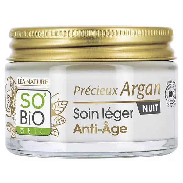 Creme Noturno Antienvelhecimento Leve e Precioso de Argan So'Bio Étic Orgânico 50ml