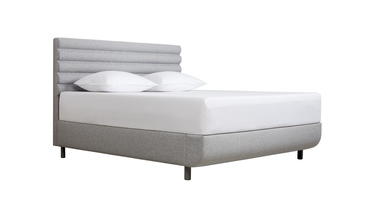 TEMPUR® Bed Arc met hoofdbord Vectra, schotelbodem en Pro matrassen stone