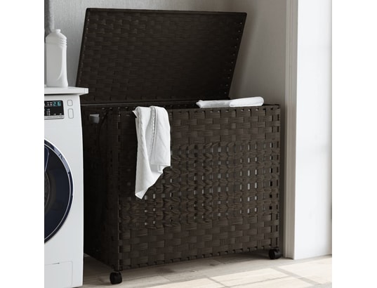 VIDAXL - Panier à linge avec roulettes marron foncé 66x35x60 cm
