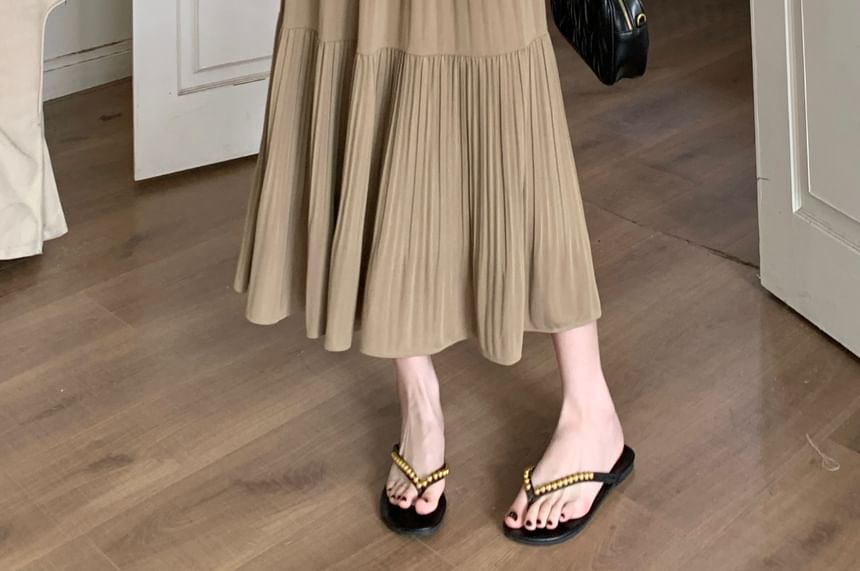 Yohana - Hoge taille effen kreuk midi A-lijn rok