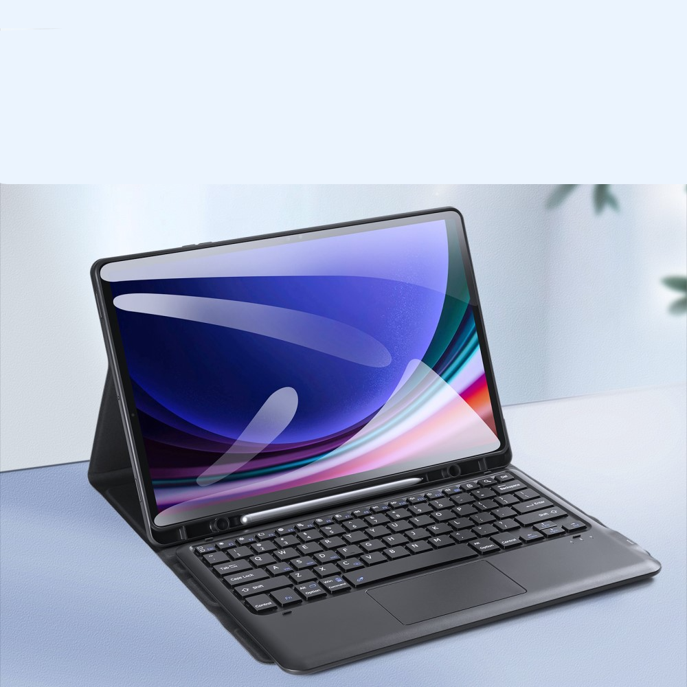 2in1 Samsung Galaxy Tab S10  Plus Leder Schutz Tasche Smart Cover Magnetische Bluetooth Tastatur - Schwarz