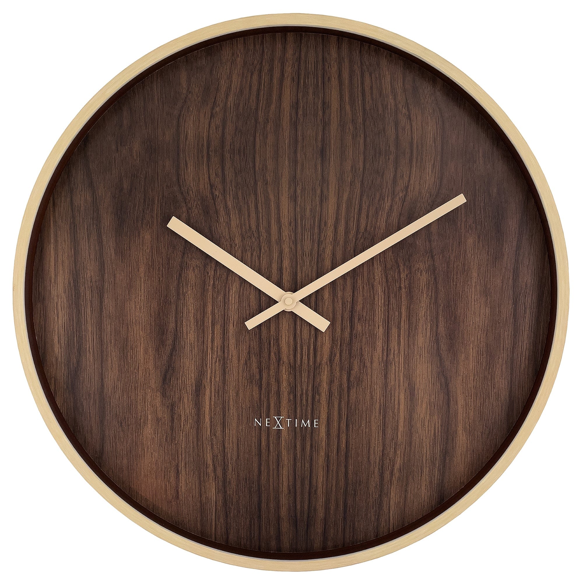 NeXtime - Wandklok 50cm - Stille - Donkerbruin|Lichtbruin - Plastic -