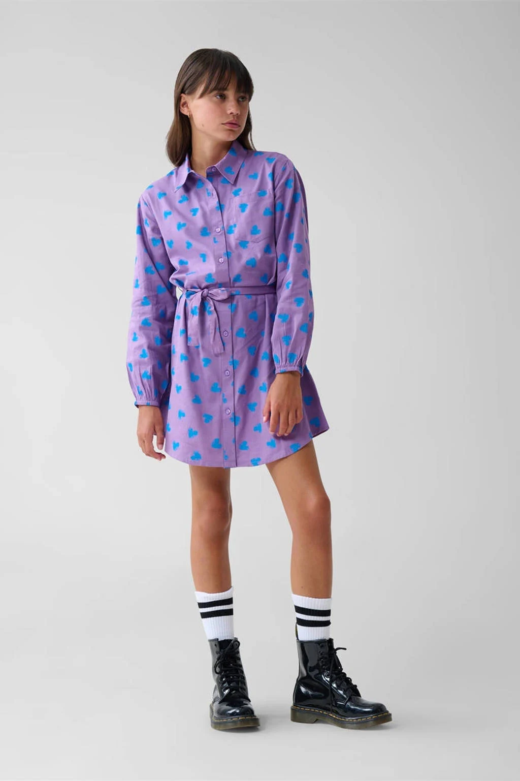 Shoeby blousejurk met hartjes paars/blauw