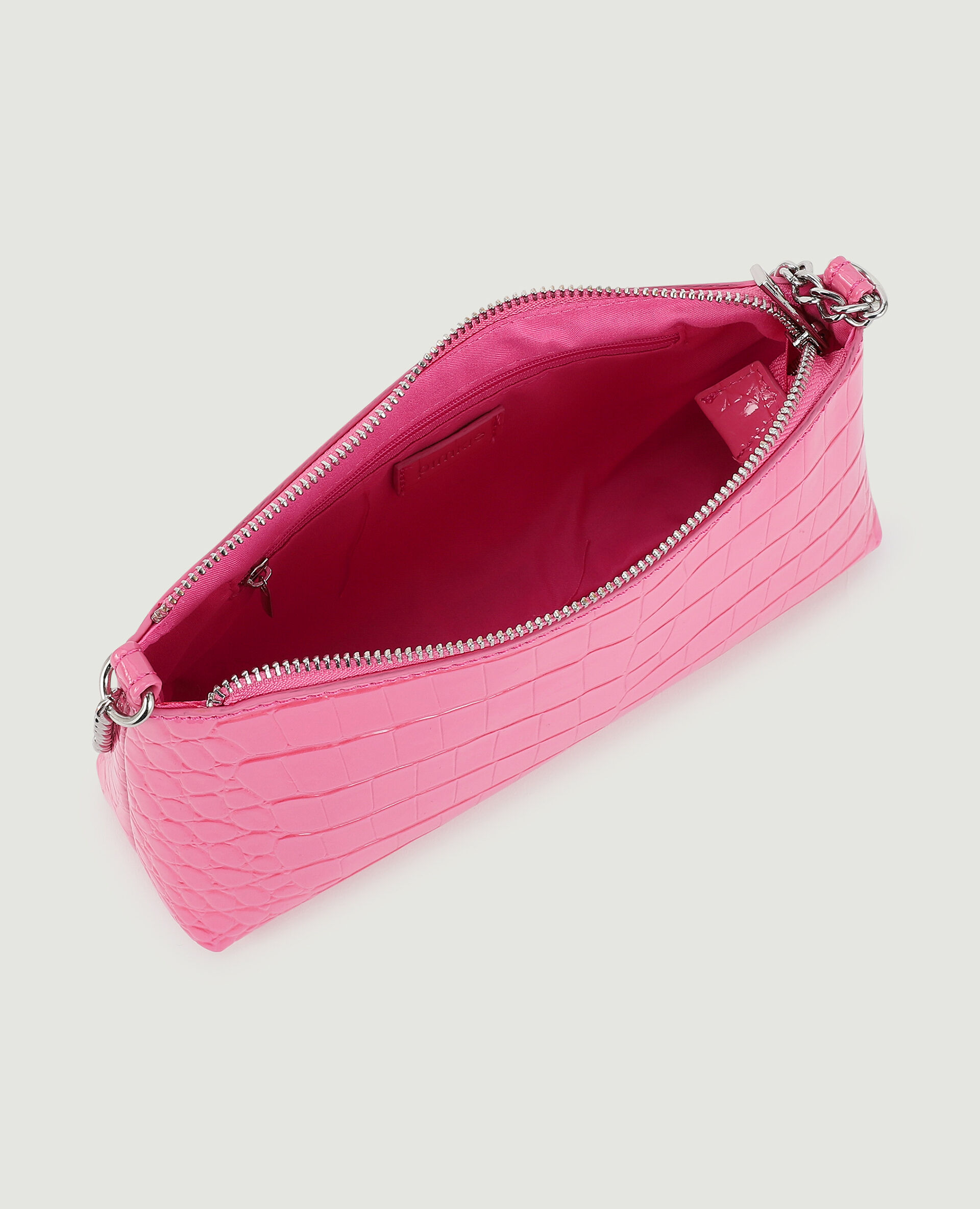 Sac pochette effet croco verni - Rose fuchsia