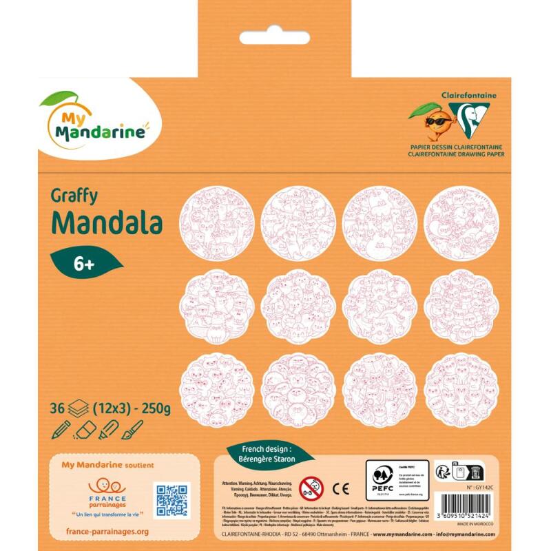 Graffy Mandala, Pêle Mêle Chats - Orange