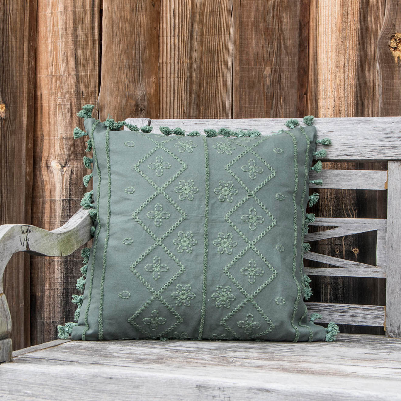 Febronie Housse de coussin Tanger verte - 50x50 cm
