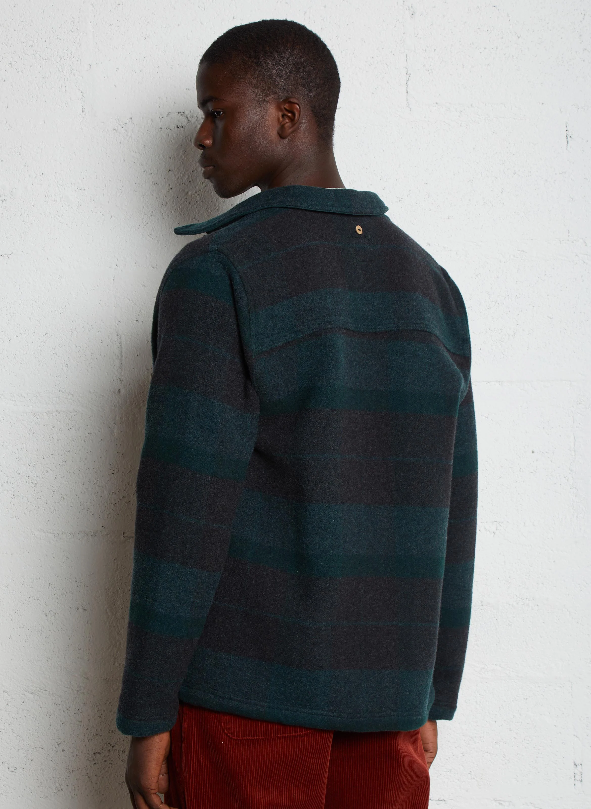 LORGE - Veste col classique à carreaux en laine mélangée | Vert