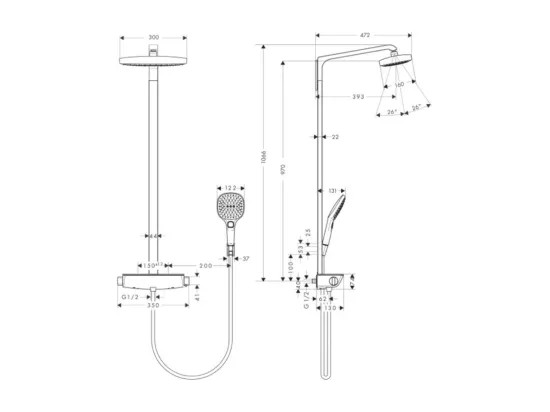 Colonne de douche thermostatique HANSGROHE Raindance Select E 3 jets chromée + nettoyant Briochin