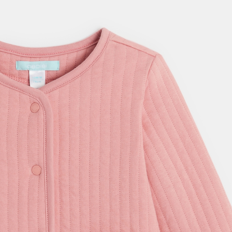 Veste molletonnée effet pointelle rose bébé fille