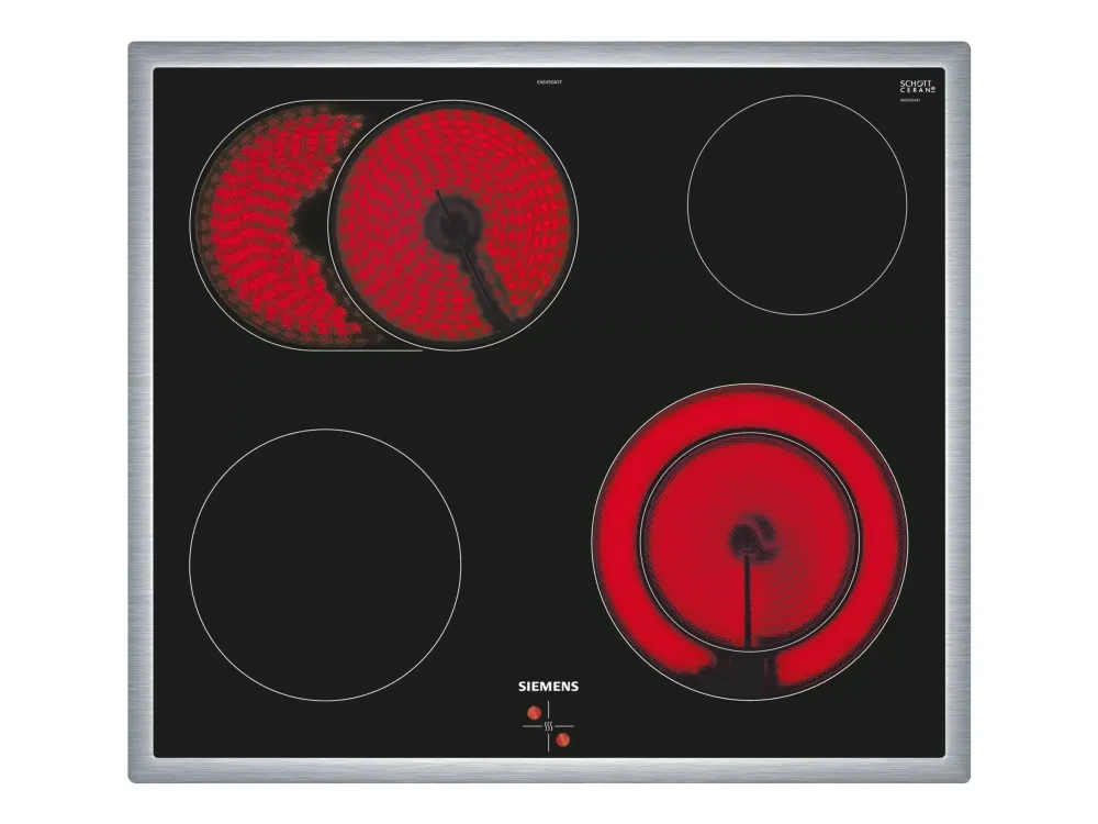 Siemens iQ300 EA645GN17 - Keramisk kogeplade - 4 plader - Niche - bredde: 56 cm - dybde: 49 cm - med rustfrit stål-pynt - sort/rustfrit stål