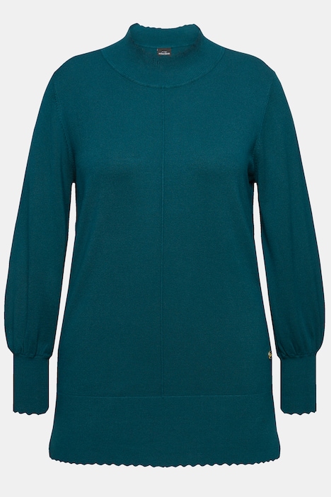 Pullover, Muschelsaum, Stehkragen, Langarm