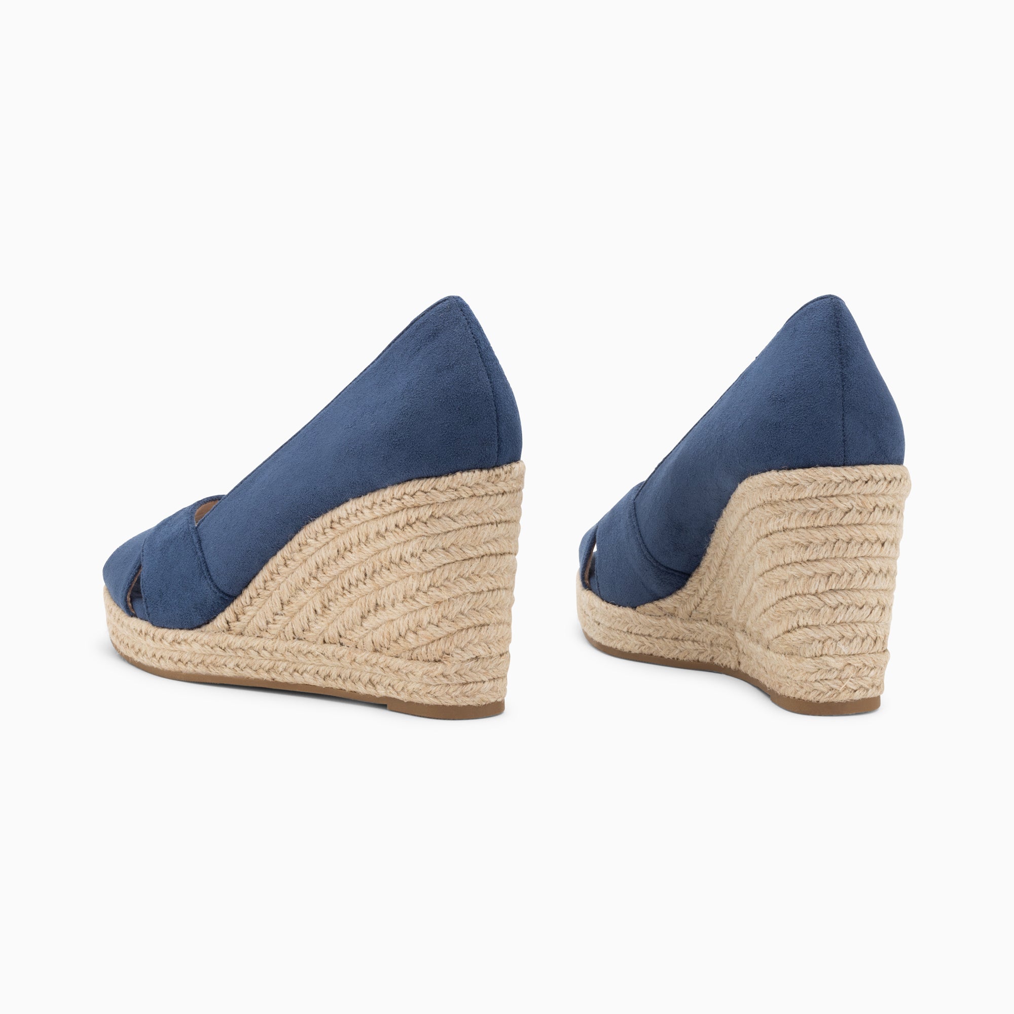Sandales à talon, Compensées-Sandales compensées peep-toe Léonie bleu marine