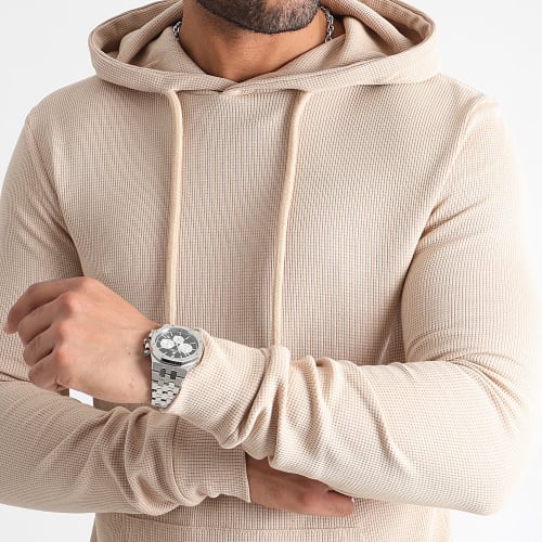 Sweat Capuche Texturé Waffle 3071 Beige
