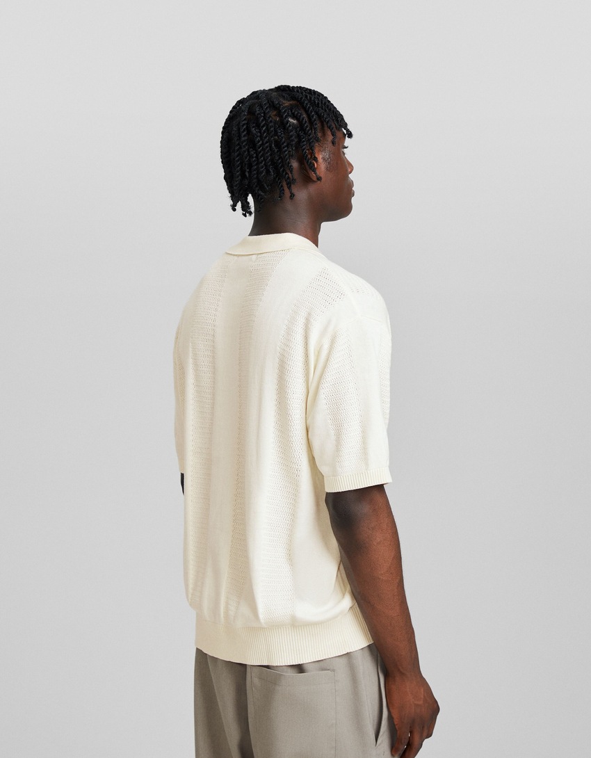 Camisa polo de manga curta com malha aberta