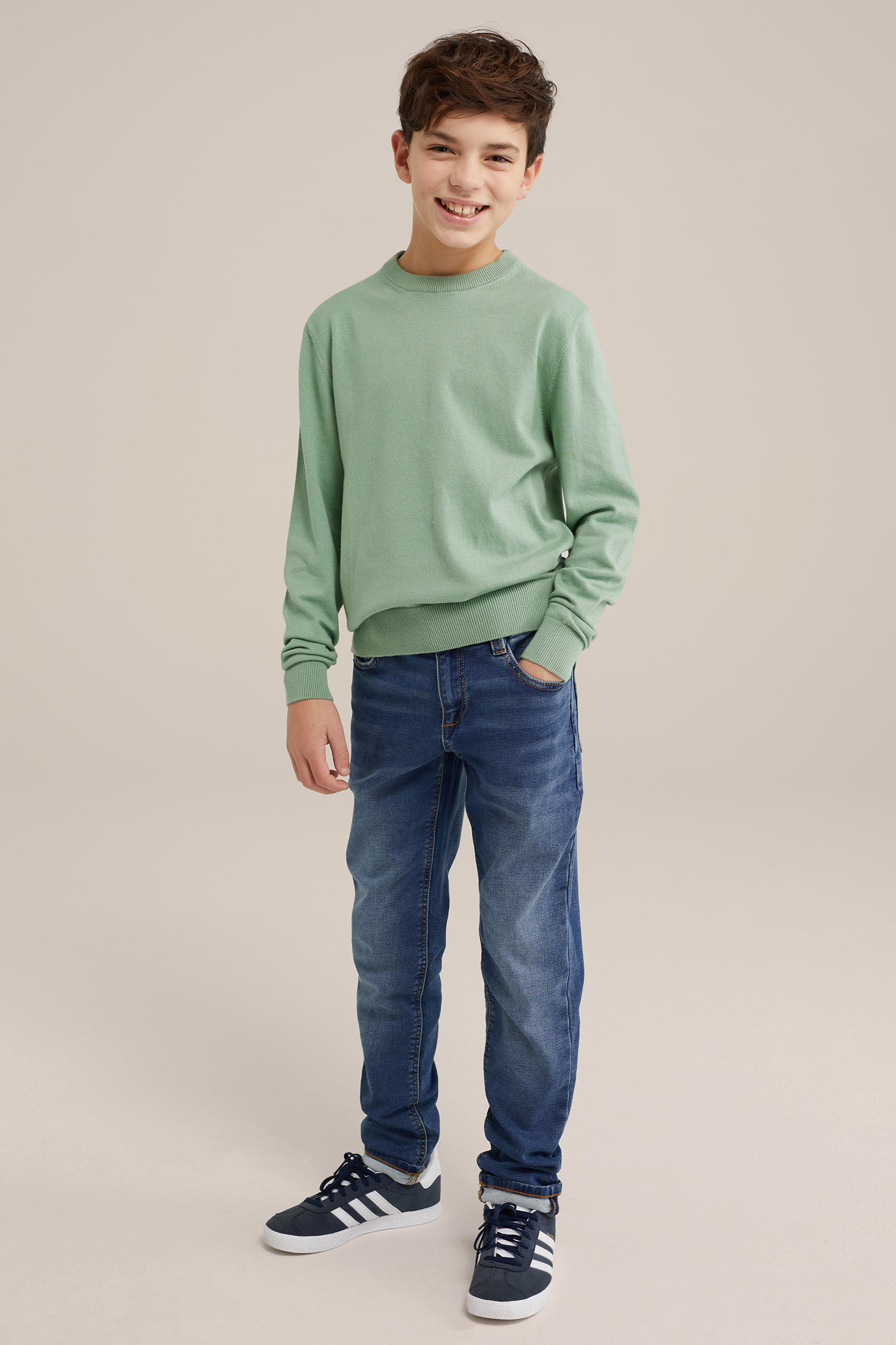 Jongens fijngebreide trui WE Fashion Pastelgroen