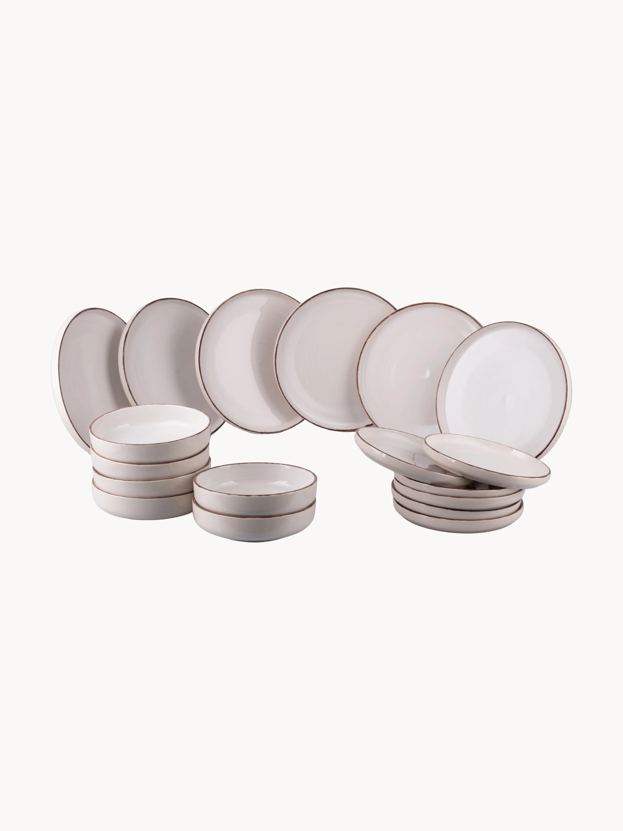 Handbeschilderde serviesset Baita Modern, 6 personen, 18-delig