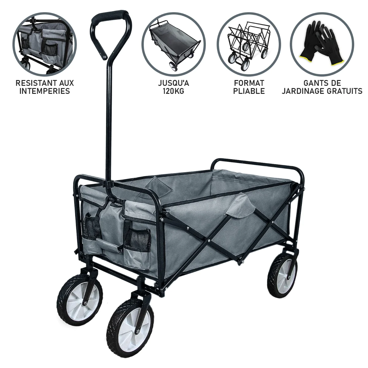 Chariot Pliable de Jardin – Gris Monstershop