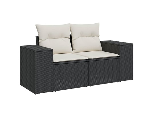 VIDAXL - Canapé Salon de jardin 5 pcs avec coussins noir résine tressée