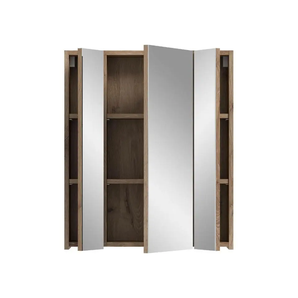 Hioshop Ice spiegelkast zwart mat- eiken decor