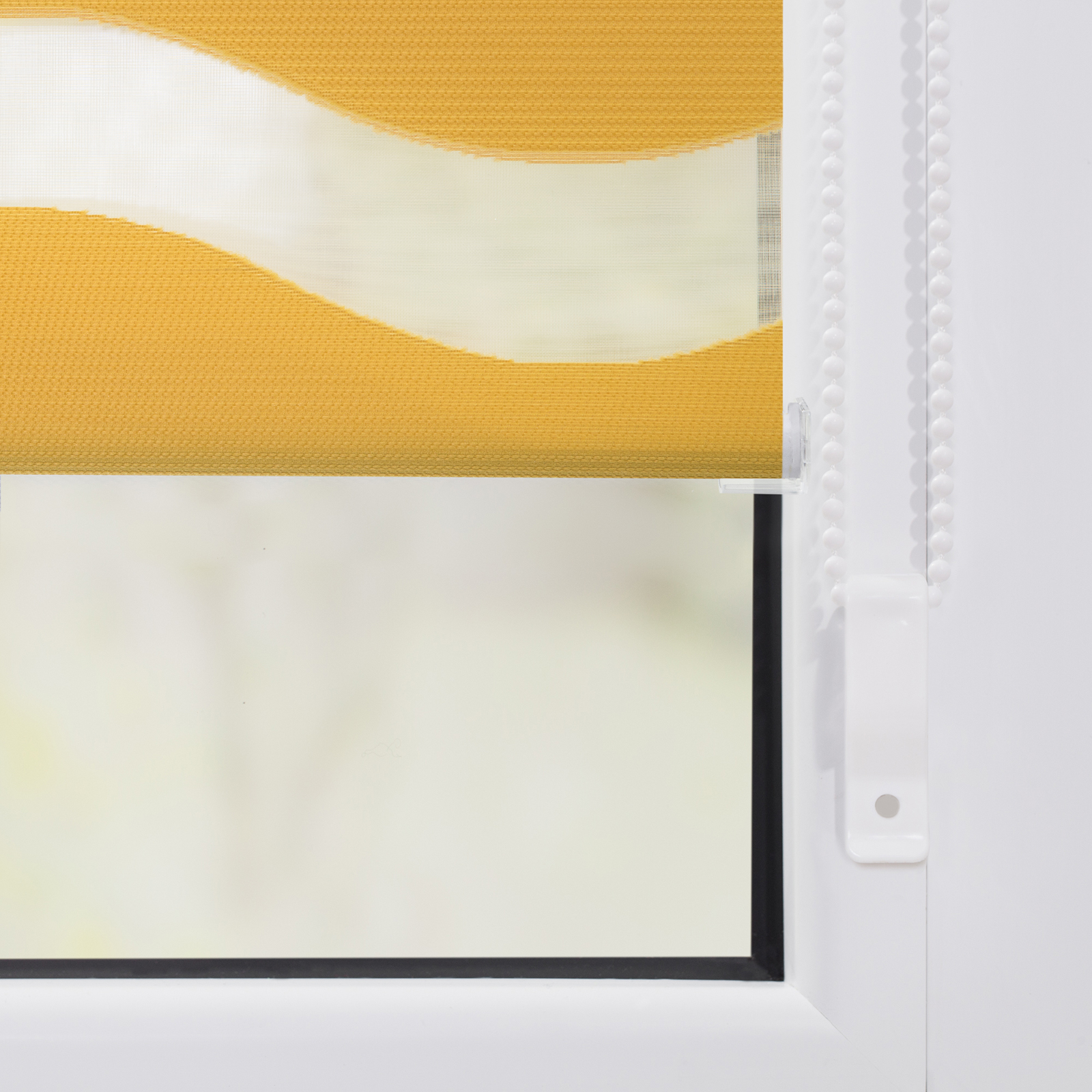 LICHTBLICK Doppelrollo - senfgelb - Wellen - 45x150 cm