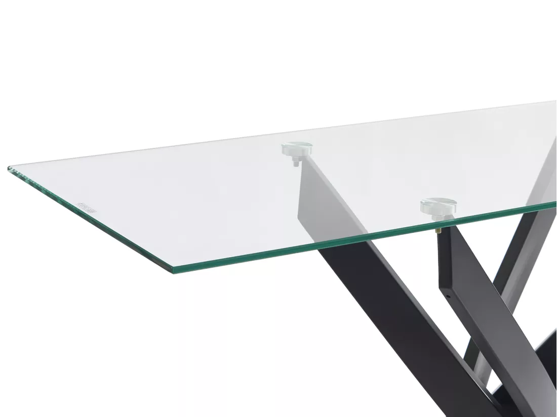 Console en verre trempé et métal noir - Transparent - COSIMA