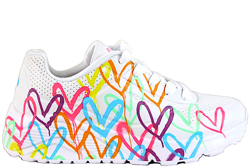 SKECHERS UNO LITE SPREAD THE LOVE WHITE SNEAKERS