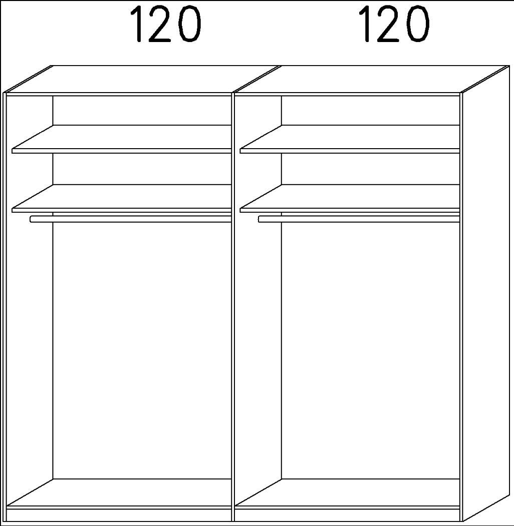 Schwebetürenschrank - schwarz - Atlantic Oak - 239 cm