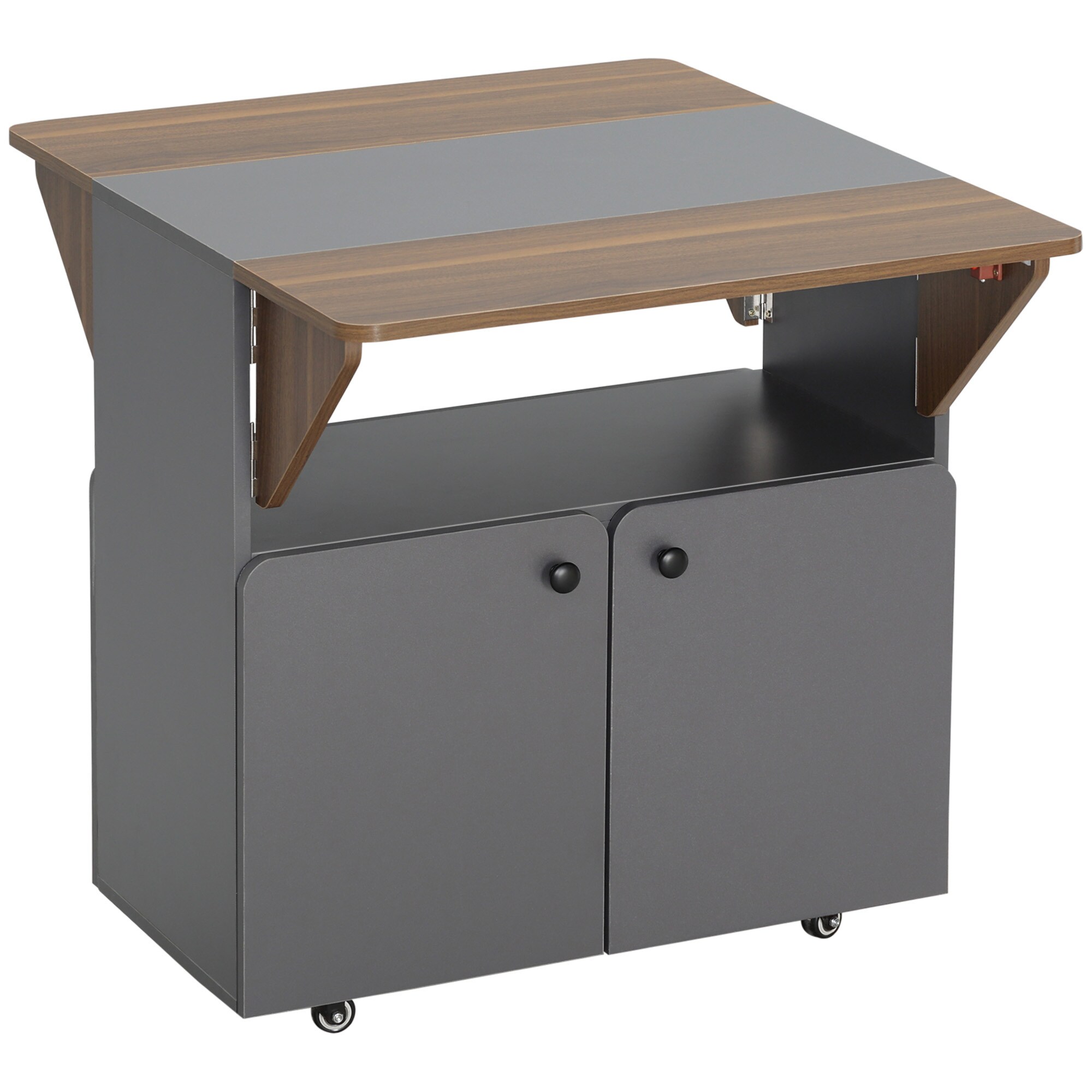 HOMCOM Klapptisch mit 2 umklappbaren Tischseiten grau, natur 70L x 83B x 75H cm