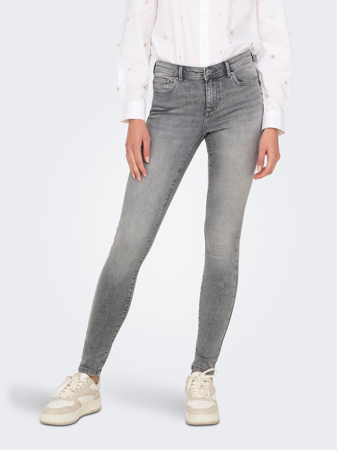 ONLWAUW Mittlere Taille Skinny Fit Jeans Medium Grey Denim