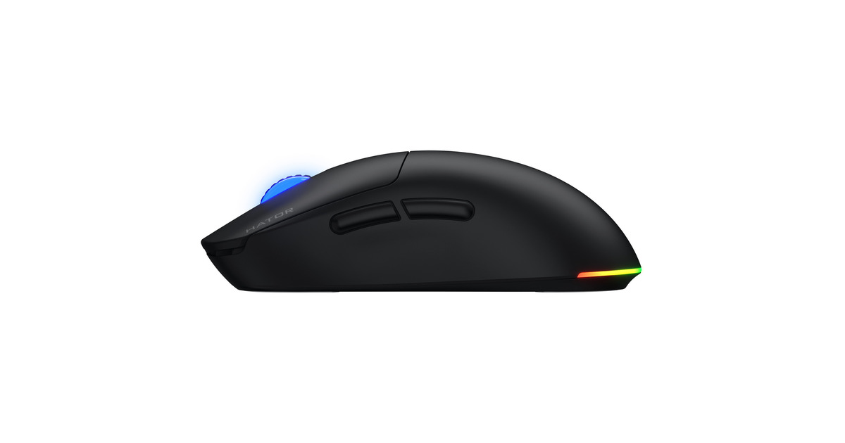 HatorQuasar 3 Wireless gaming muis  (Zwart, 400 - 12.000 DPI, RGB, 2.4GHz / Bluetooth 5.1 / USB)