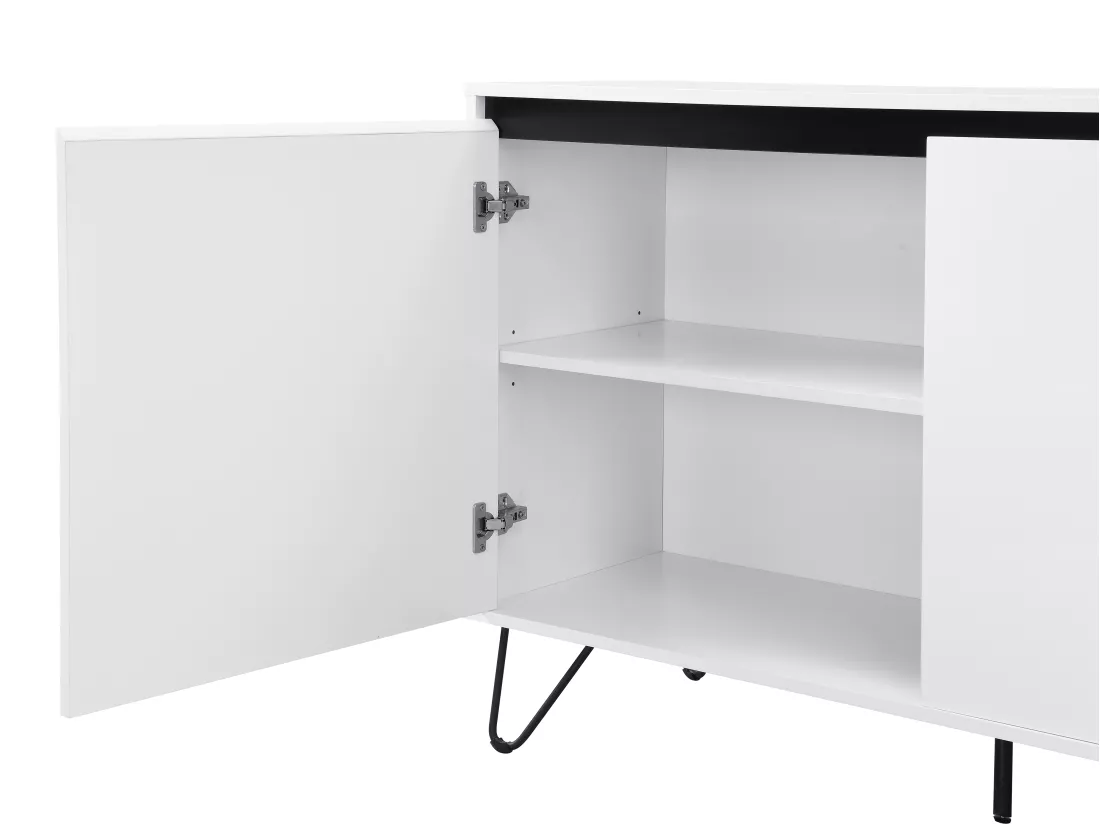 Buffet avec 2 portes et 3 tiroirs en MDF et acier - Blanc et Noir - ABUJA de Pascal Morabito