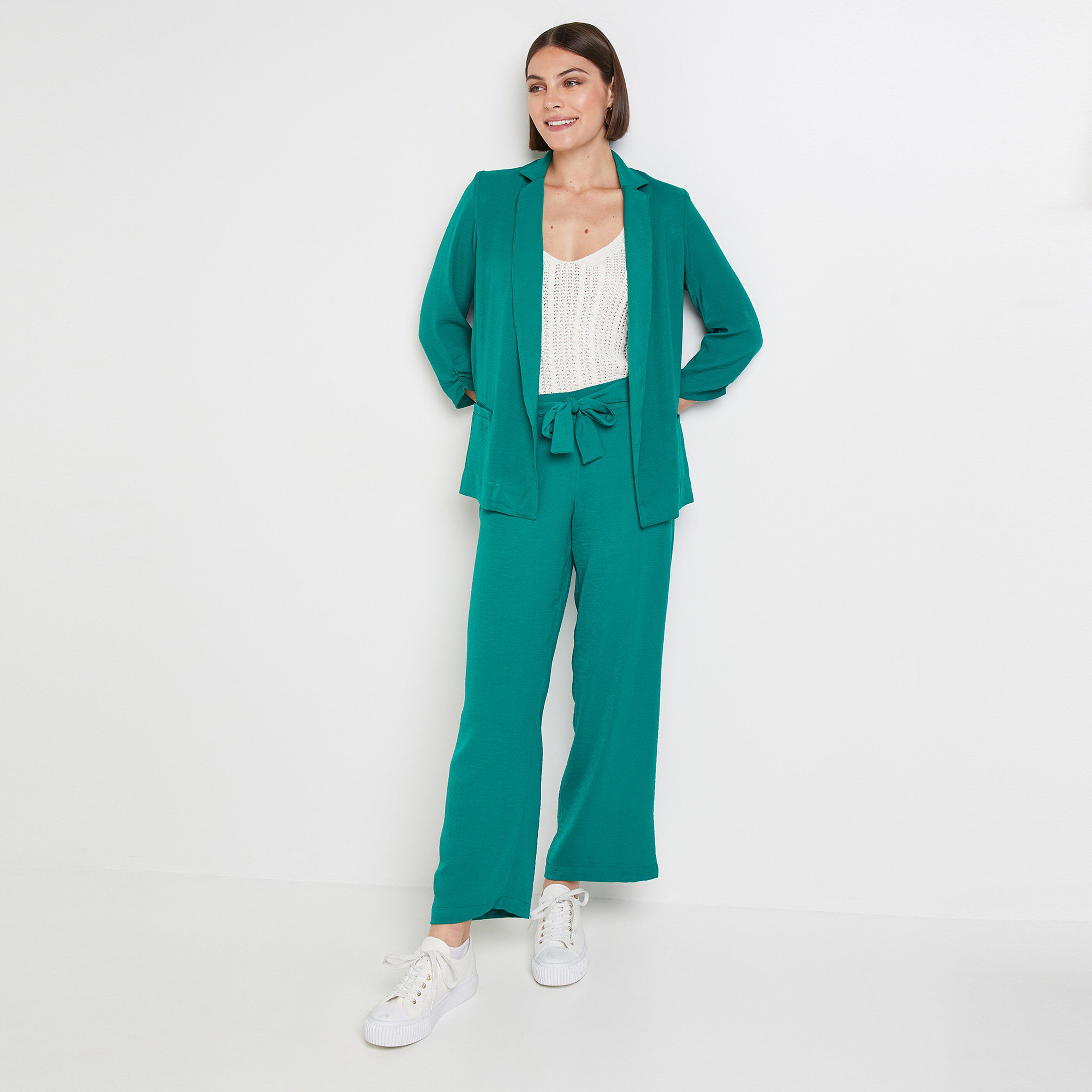 Veste tailleur fluide femme - VERT