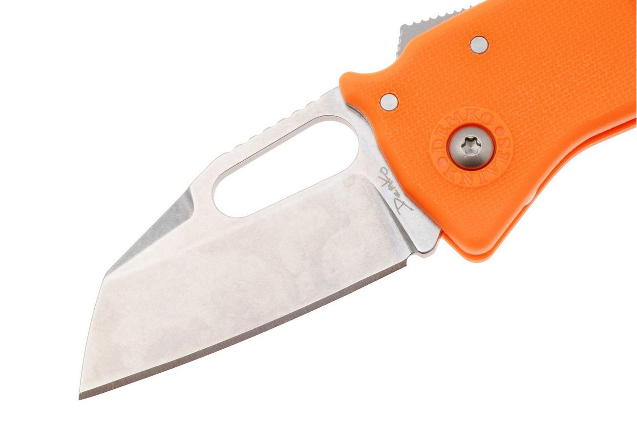Demko Nano-Shark, NANO-10A-ORANGE GRN-SF, Stonewashed AUS-10A Shark Foot, Orange GRN zakmes
