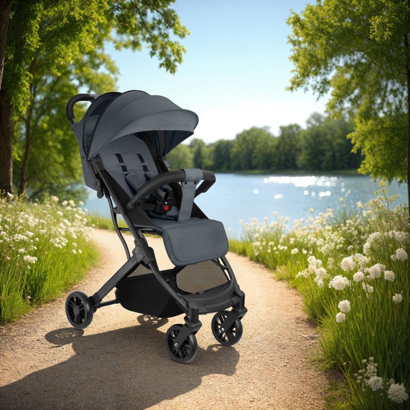 Tectake - Finn - Buggy - Zwart - Stof - Opvouwbaar Zonnescherm