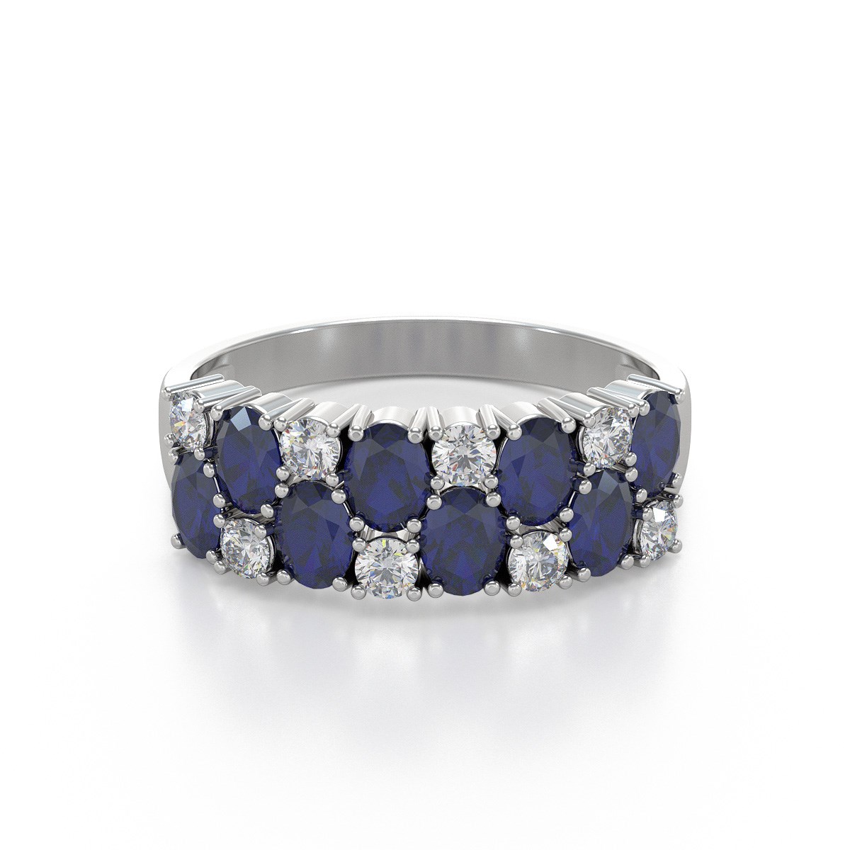 Bague ADEN Saphir et diamants sur Argent 925 2.524grs