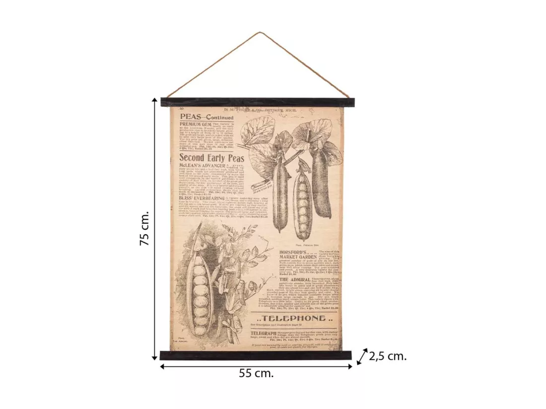 Toile parchemin imprimée sur tissu 55x75x2,5h