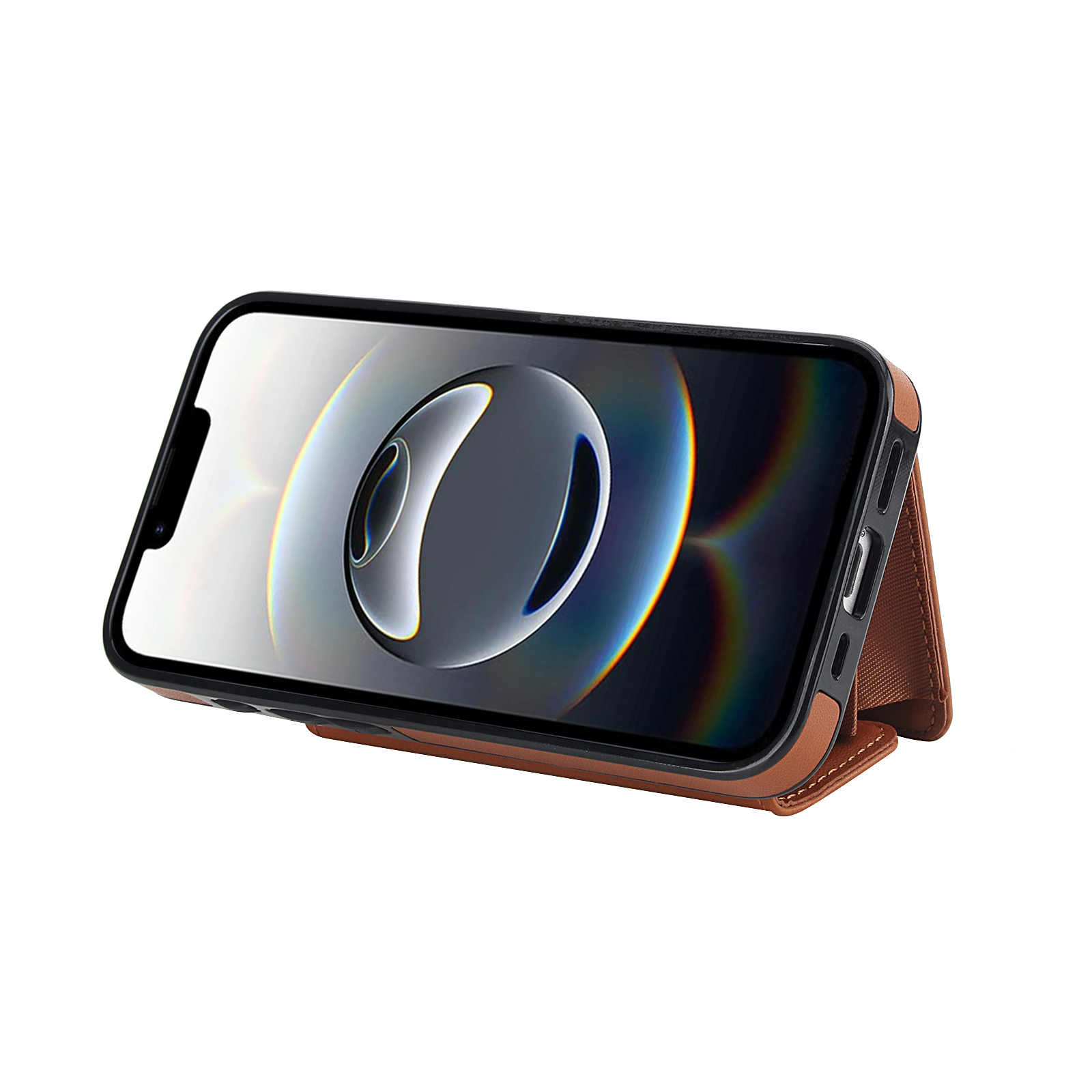 iPhone 16e Necklace Leder Schutz Hülle mit Kartenfach   Handykette (140cm) - Braun