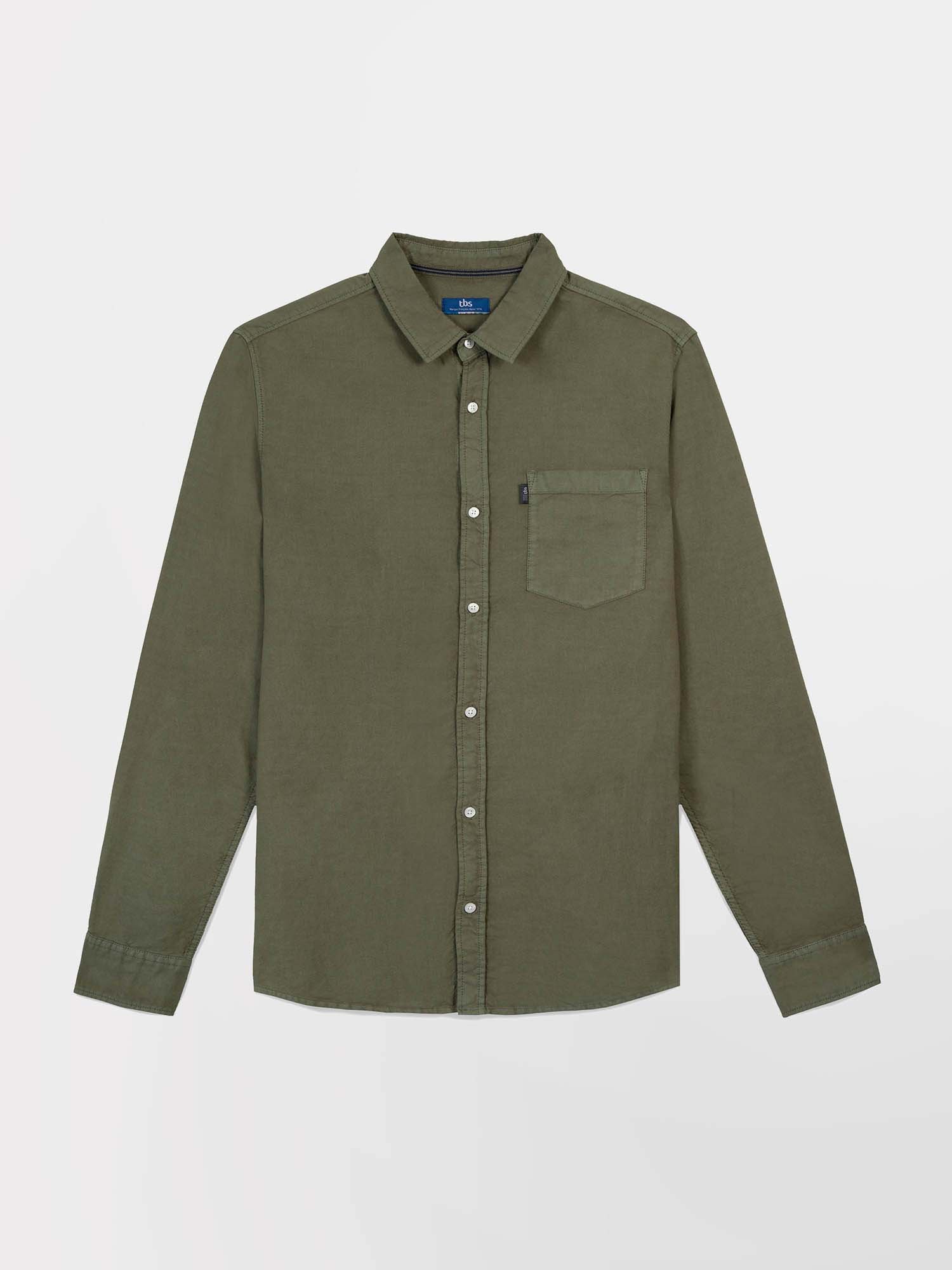 Chemise Homme Manches Longues Coton Kaki
