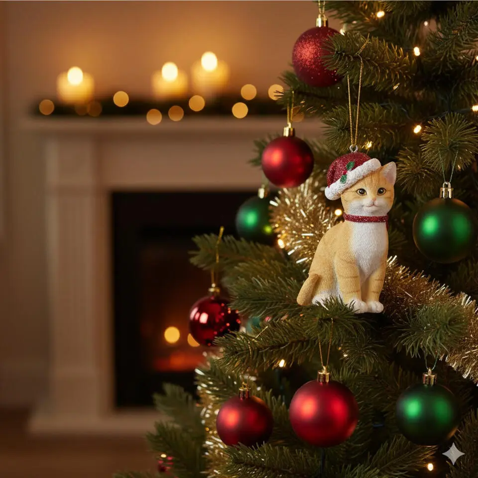 Bellatio decorations Kersthanger - kat - 9 cm - kerstboom